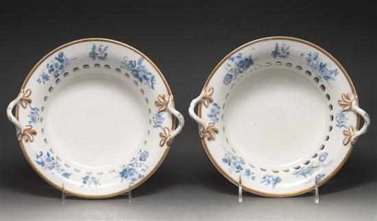 Appraisal: Pair of Copeland Garrett blue transfer decorated reticulated china baskets