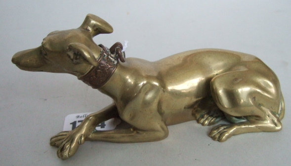 Appraisal: A gilt bronze model of a greyhound signed A G