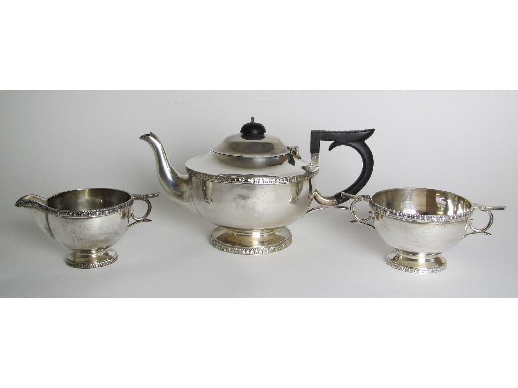 Appraisal: A three piece silver tea service by Walker Hall of