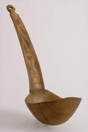 Appraisal: LARGE NORTHWEST COAST SHEEP HORN LADLE in bowl of ladle