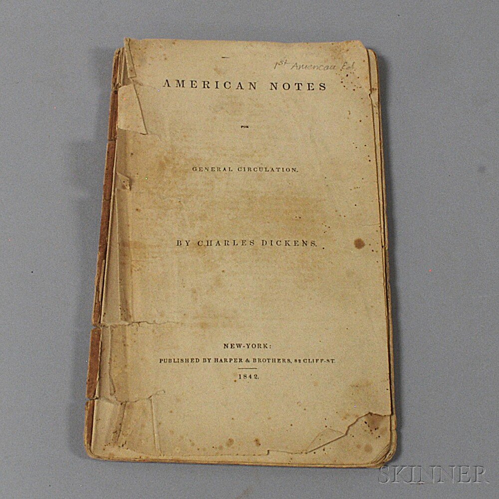 Appraisal: Dickens Charles - American Notes New York Harper Brothers ht