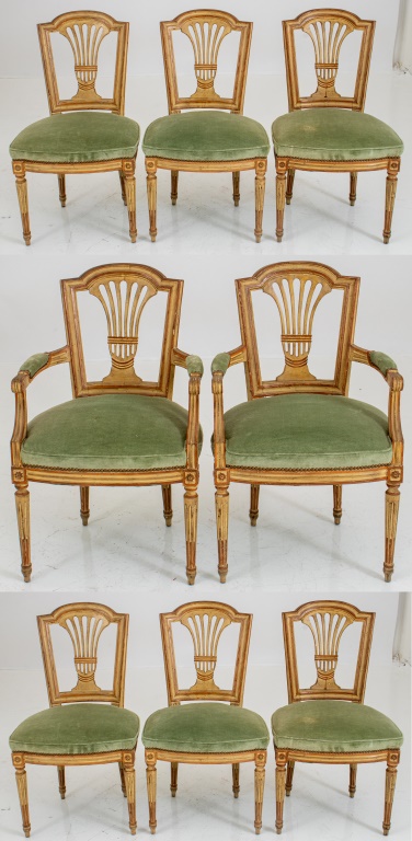 Appraisal: LOUIS XVI STYLE DINING CHAIRS Louis XVI Style painted dining