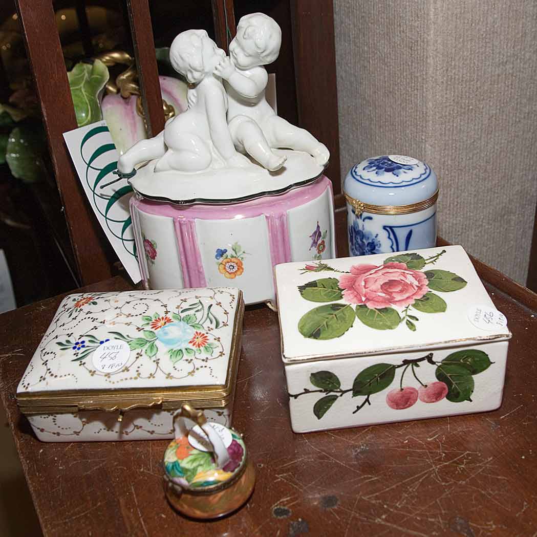 Appraisal: Group of English and Continental Porcelain Boxes Approximately twenty-four pieces