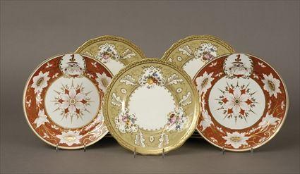 Appraisal: Set of Eleven Cauldon Gilt and Polychrome Decorated Porcelain Dessert