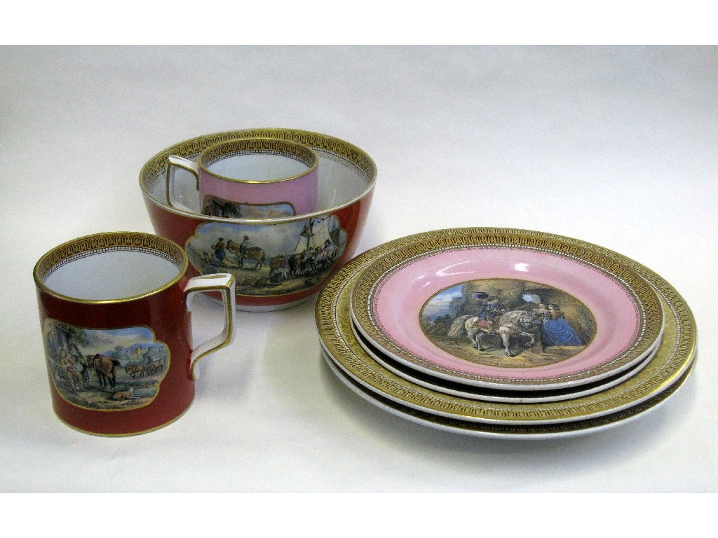 Appraisal: Seven pieces of Prattware to include cups plates and a