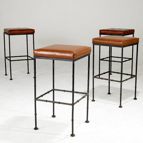 Appraisal: FREDERICK WEINBERG Attr Four faux bamboo bar stools with enameled