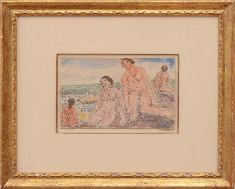 Appraisal: ABRAHAM WALKOWITZ - THE BATHERS Watercolor and ink on paper