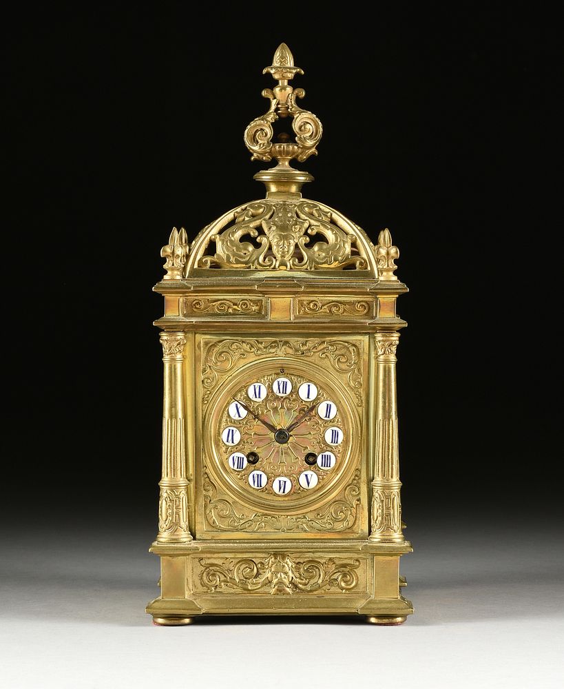 Appraisal: A RENAISSANCE REVIVAL GILT BRASS LANTERN CLOCK FRENCH EARLY TH