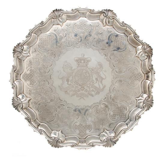 Appraisal: George IV Silver Salver Barak Mewburn London of scalloped circular