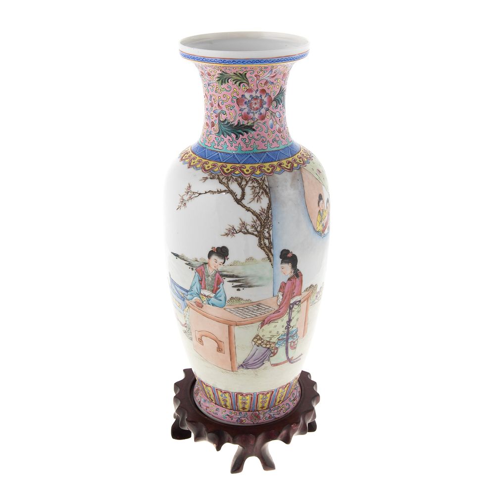 Appraisal: Chinese Famille Rose Vase Possibly Republic Period decoration of two