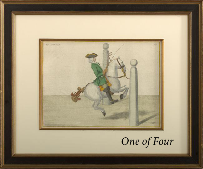 Appraisal: German School th Century Equestrian Riders suite of four hand-colored