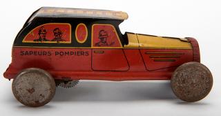 Appraisal: Sapeurs-Pompiers Car France ca Wind-up tin litho toy with coil