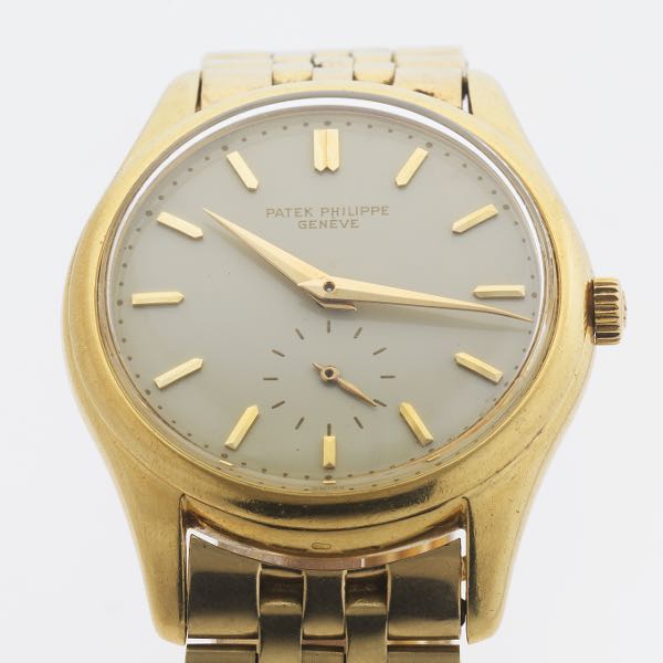 Appraisal: PATEK PHILIPPE CALATRAVA REF K GOLD WATCH WITH ENAMEL DIAL