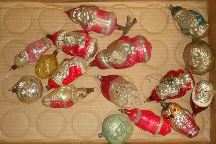 Appraisal: glass Santa or bird Christmas tree decorations Estimate -