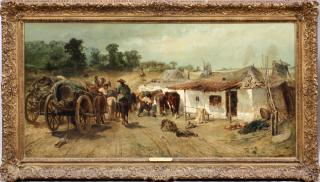 Appraisal: ADOLF SCHREYER OIL ON CANVAS MOUNTED ON PLYWOOD ADOLF SCHREYER