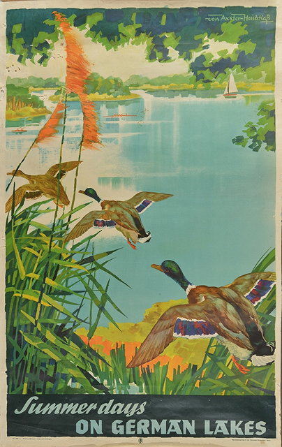 Appraisal: A s 'SUMMER DAYS ON GERMAN LAKES' RAILWAY TRAVEL ADVERTISING