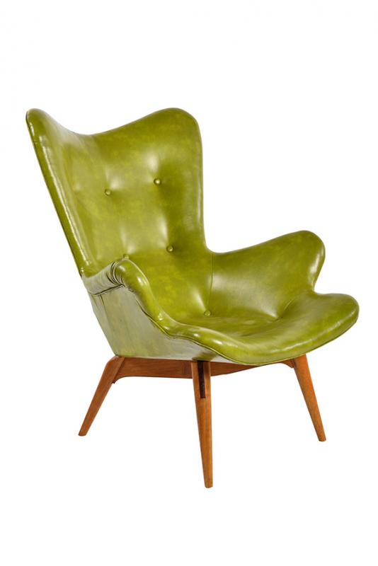 Appraisal: GRANT FEATHERSTON AUSTRALIAN R CHAIR c s lime green button