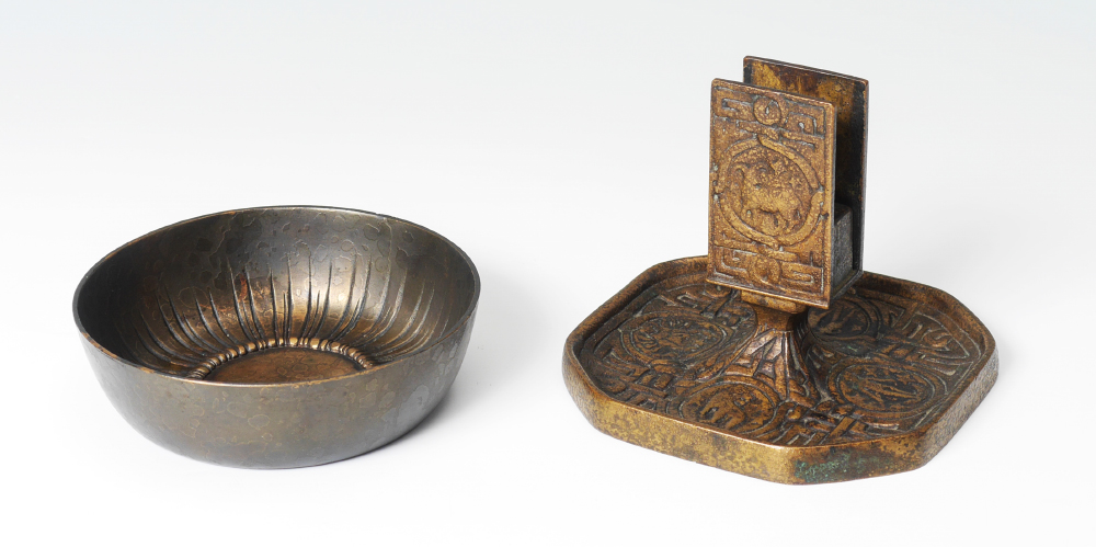 Appraisal: TIFFANY STUDIOS BRONZE MATCH HOLDER BOWL pieces total to include