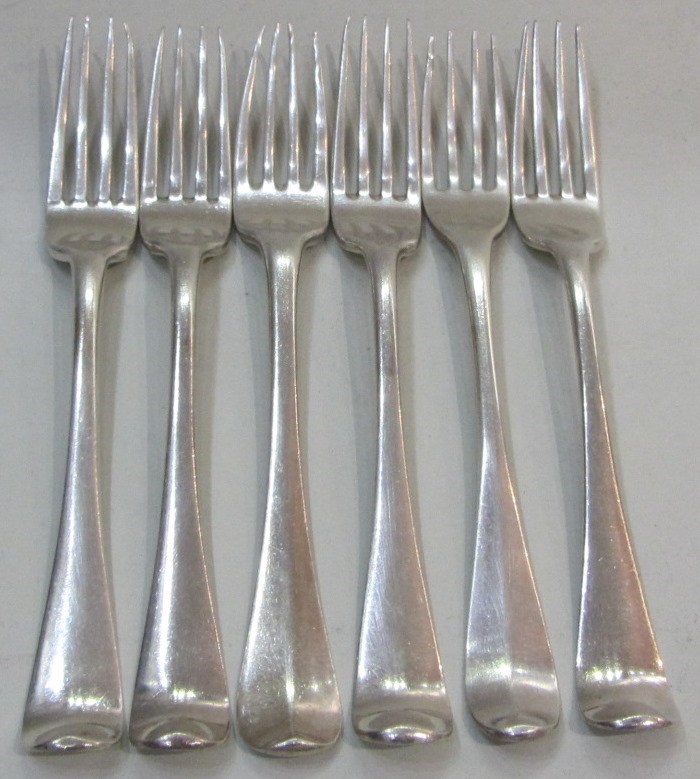 Appraisal: Six various table forks probably Dutch combined weight gms