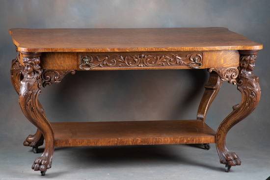 Appraisal: Bill's personal Desk A fabulous antique quarter sawn oak figural