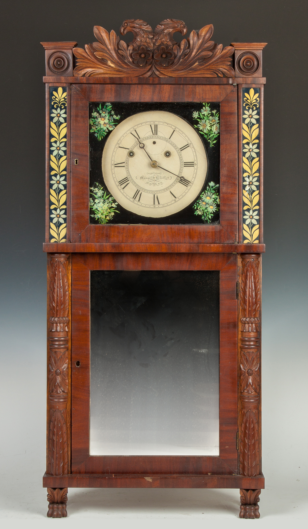 Appraisal: Asa Munger Shelf Clock Auburn NY Munguer Benedict Mnfg Glass