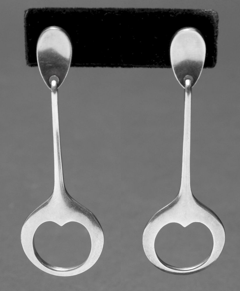 Appraisal: Hans Hansen Sterling Silver Dangle Post Earrings Hans Hansen modern