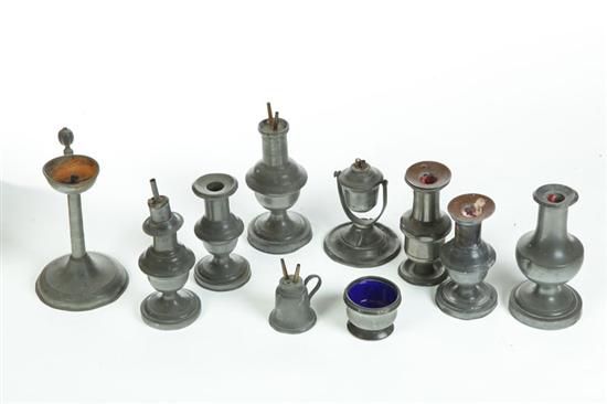 Appraisal: GROUP OF PEWTER European th century Salt with glass liner