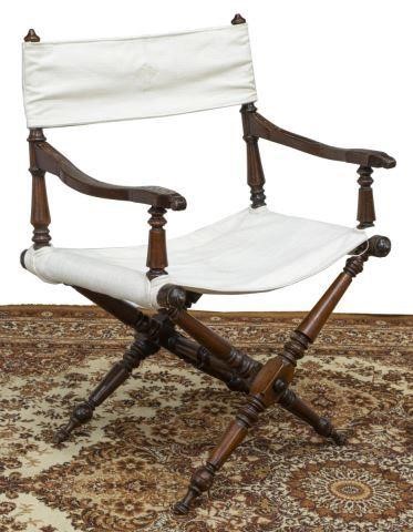 Appraisal: American campaign style walnut folding chair late th early th