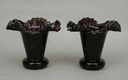 Appraisal: Pair of Amethyst Glass Vases