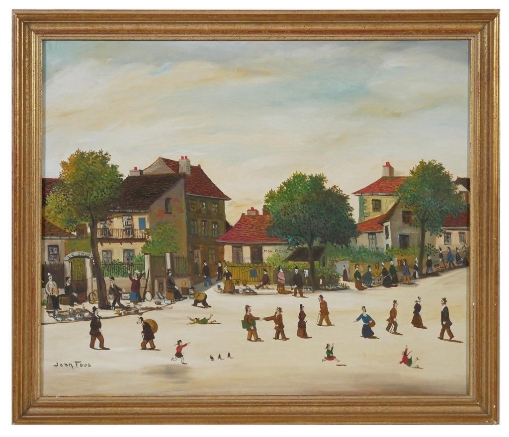 Appraisal: Folk art style oil painting by Jean Fous French -