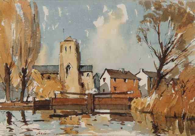 Appraisal: EDWARD WESSON - The Loch gates signed lower left watercolour