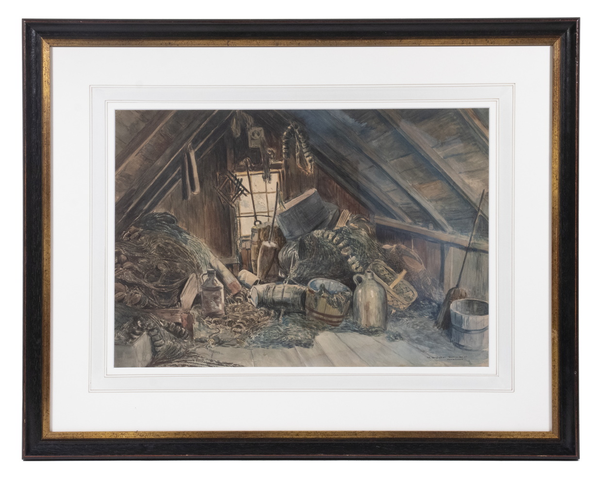 Appraisal: H BOYLSTON DUMMER MA - Fishing Shack watercolor signed lower