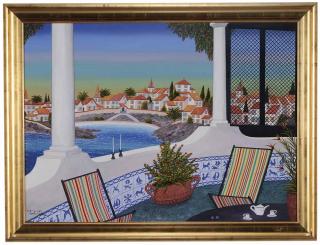 Appraisal: Fanch Ledan California French born Un apres-midi mediterranean signed lower