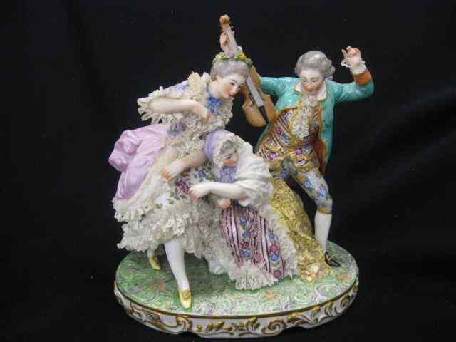 Appraisal: Dresden Porcelain Group Figurine ofViolin player and two women face