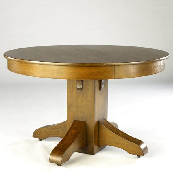 Appraisal: ARTS CRAFTS Pedestal dining table with circular top and four