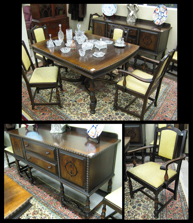 Appraisal: EIGHT-PIECE WALNUT DINING SET Henry C Steul Sons Furniture Co