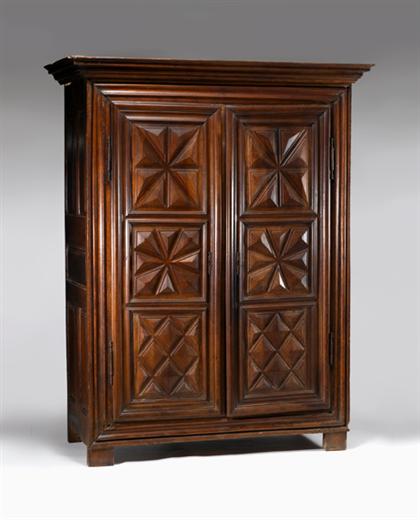 Appraisal: Louis XIV walnut armoire late th century The wide molded