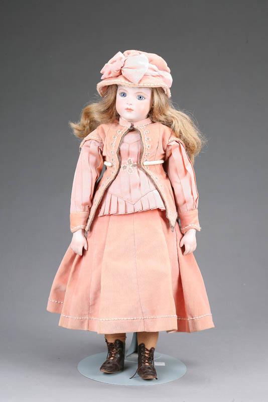 Appraisal: DOLL Bisque head hands and feet Glass eyes pierced ears