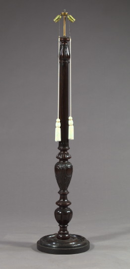 Appraisal: Stately American Turned and Carved Mahogany Floor Lamp in the