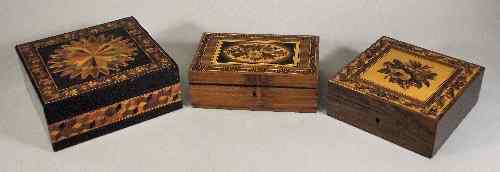 Appraisal: A Victorian coromanel wood and Tunbridge ware square trinket box