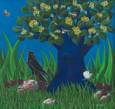 Appraisal: David Redhead British b Birds and Bees Acrylic on board