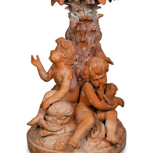 Appraisal: An Italian Terracotta Figural Fountain EARLY TH CENTURY depicting three