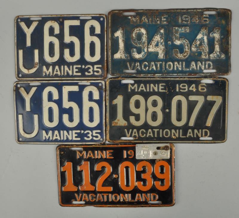 Appraisal: Lot Of Maine License Plates From - Included in this