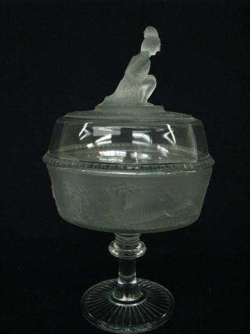 Appraisal: Westward Ho Pattern Glass '' high pedestal compote on dining