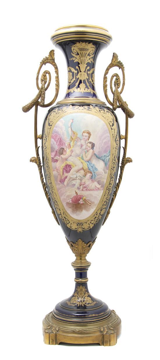 Appraisal: A Sevres Style Gilt Metal Mounted Urn late th century