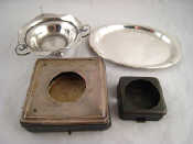 Appraisal: A three handled silver dish on ball feet Birmingham g