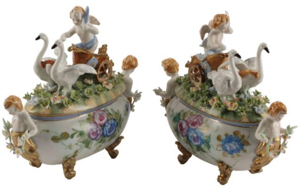 Appraisal: lot of Meissen style porcelain covered centerpieces approx h w