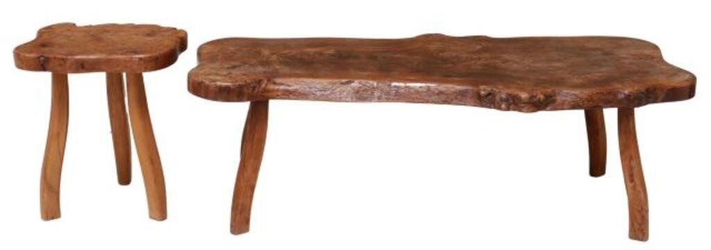 Appraisal: lot of Rustic live edge furniture both rising on naturalistically