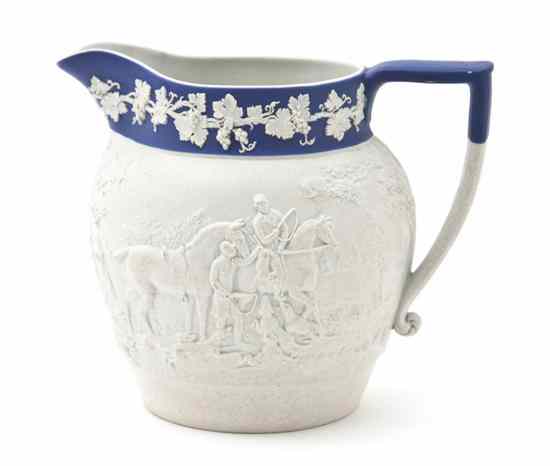 Appraisal: A Wedgwood Jasperware Pitcher having a cobalt grapevine decorated band