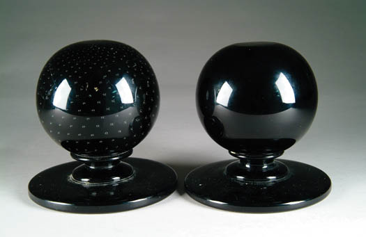 Appraisal: TWO LARGE GLASS PAPERWEIGHTS Unusual large glass pieces could have